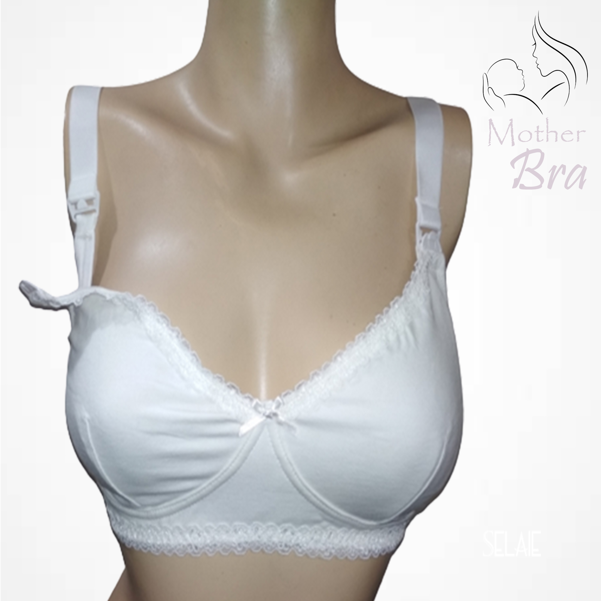 Mother care White Maternity Nursing Bra cotton spandex - selaie