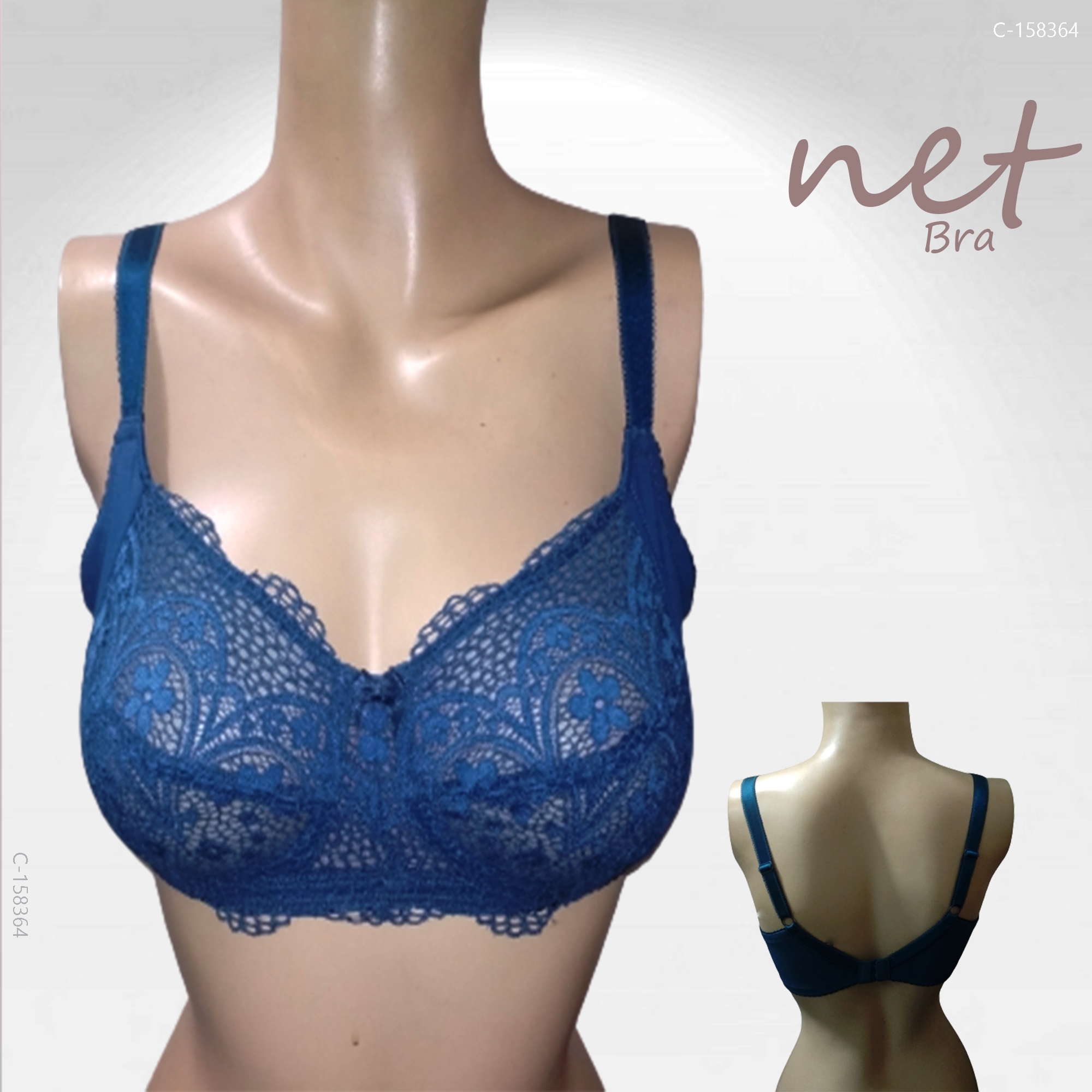 Net Bra with Lace Design Non Foam Non Stick - : The
