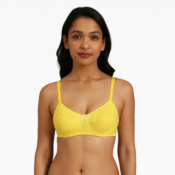 Women’s yellow soft wire bra with double fabric layer and full coverage – Selaie
