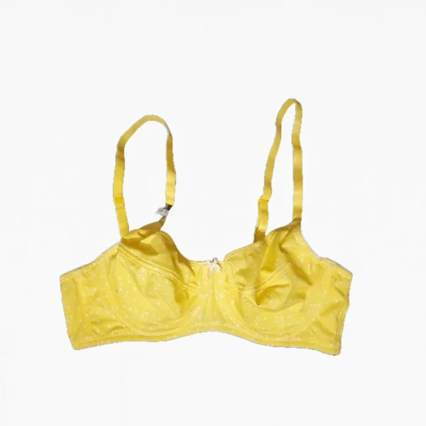 Side view of women’s yellow soft wire bra showing double fabric and soft straps – Selaie