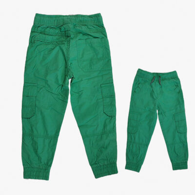 Boys' Green Summer Cotton Joggers, 6-Pocket, Adjustable Waist