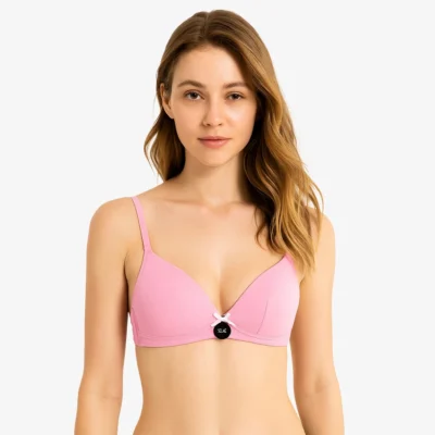 SELAIE Lavender Scent Plunge Padded Bra: Wire-Free Comfort in Stylish Pink