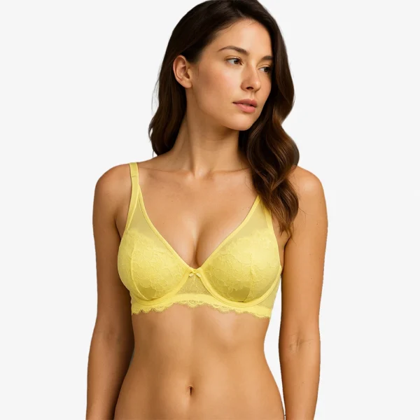 Women’s Yellow Non-Padded Full Coverage Bra – Soft Fabric, Adjustable Fit by Selaie