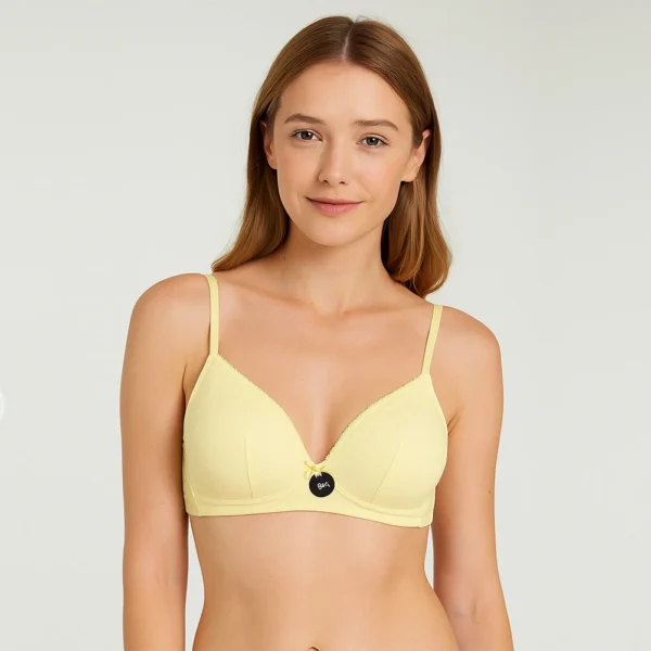 Women’s Light Yellow Cotton Padded Bra – Front View