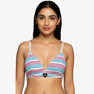 Women’s Stripe Padded Bra – Soft, Non-Stick & Adjustable Fit | Selaie