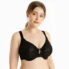Selaie Black Lace Bra Front View – Soft Wired Adjustable