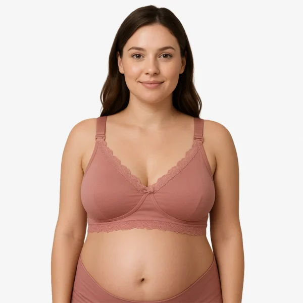 Front view of Dusty Rose Non-Foam Wire-Free Bra for Women – Size 40C – Selaie Bangladesh
