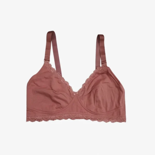 Close-up showing soft cotton fabric, stitching, and premium quality details of Dusty Rose Non-Foam Bra – Selaie Bangladesh