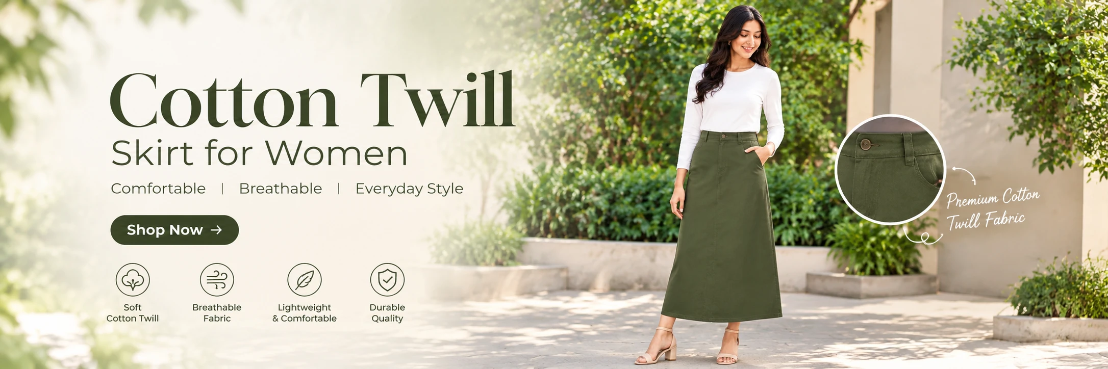 Cotton Twill Skirt for Women
