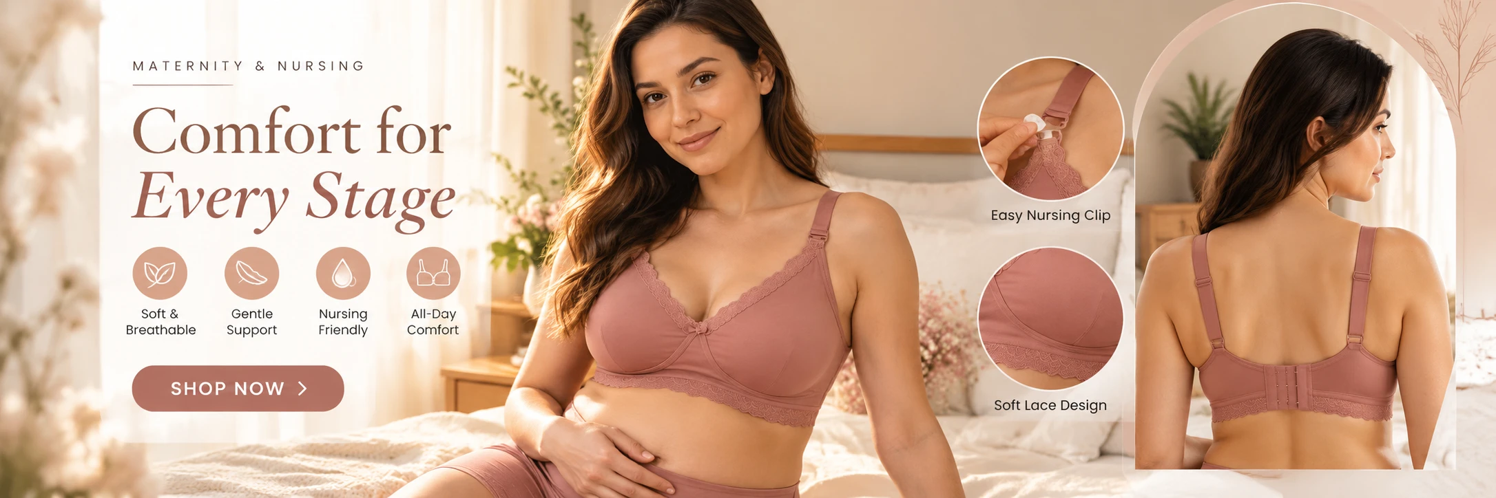 Elegant Comfort with this Non-Foam Wire-Free Bra in Dusty Rose by Selaie Bangladesh.